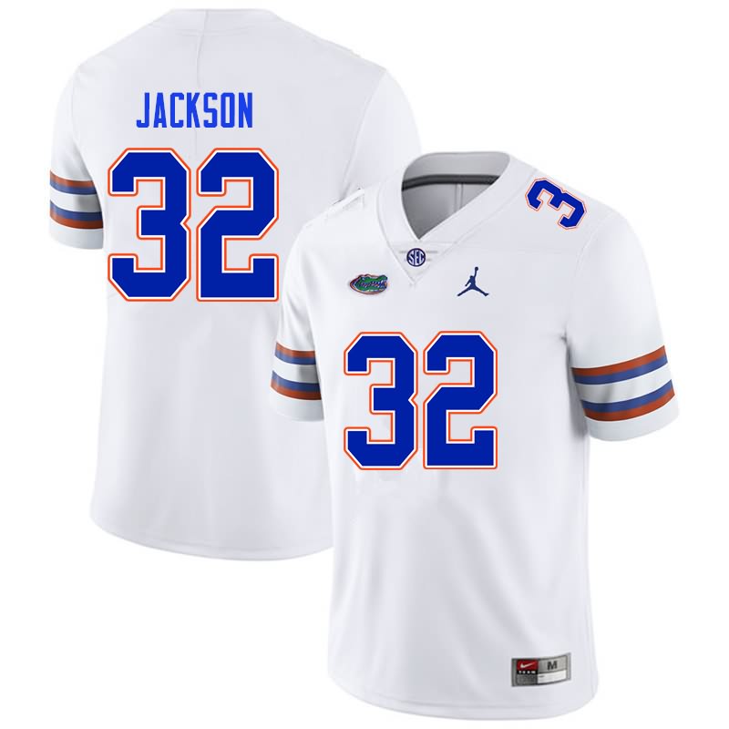 NCAA Florida Gators N'Jhari Jackson Men's #32 Nike White Stitched Authentic College Football Jersey KXR2064RA